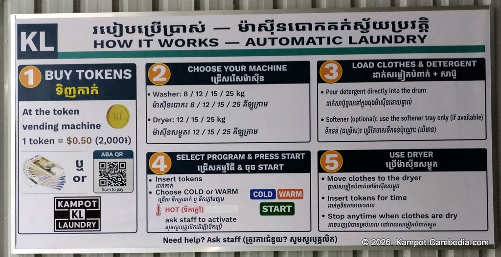 KL Laundry, Cafe and Bar in Kampot, Cambodia. Laundromat and cafe and bar.