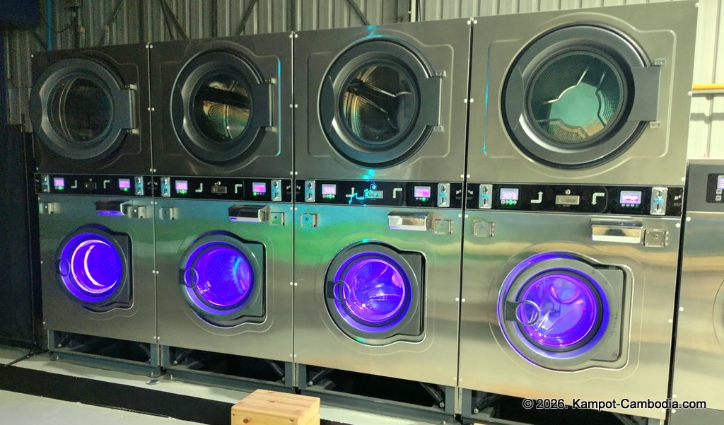 KL Laundry, Cafe and Bar in Kampot, Cambodia. Laundromat and cafe and bar.