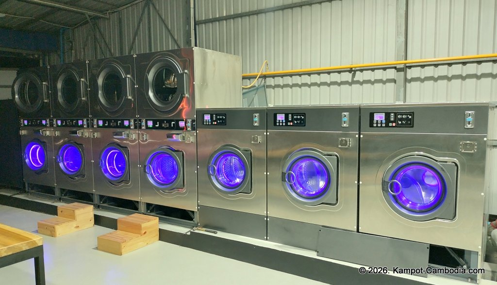 KL Laundry, Cafe and Bar in Kampot, Cambodia. Laundromat and cafe and bar.