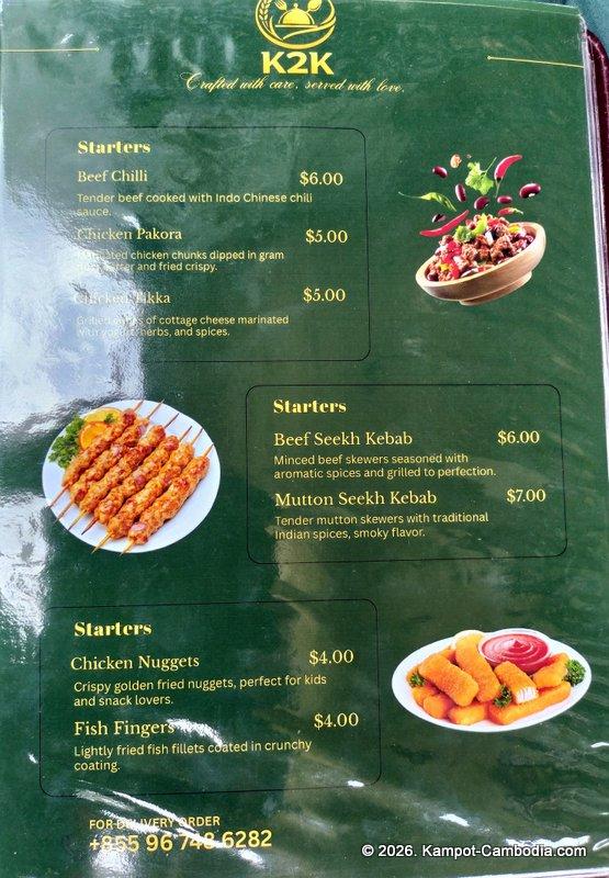 K2K Halal Indian Restaurant in Kampot, Cambodia.