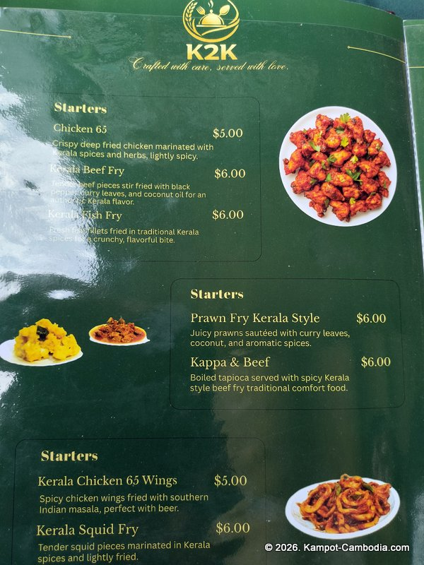 K2K Halal Indian Restaurant in Kampot, Cambodia.