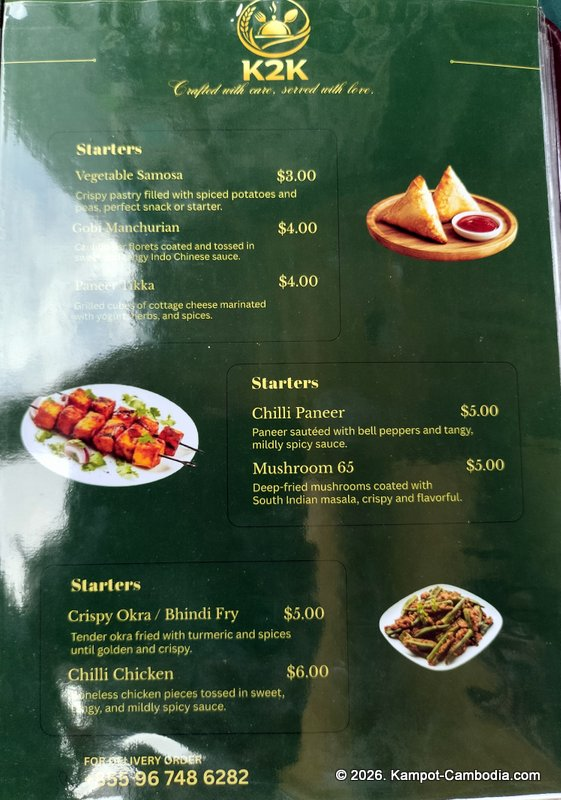 K2K Halal Indian Restaurant in Kampot, Cambodia.