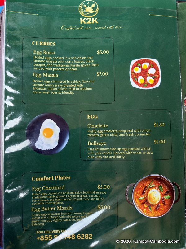 K2K Halal Indian Restaurant in Kampot, Cambodia.