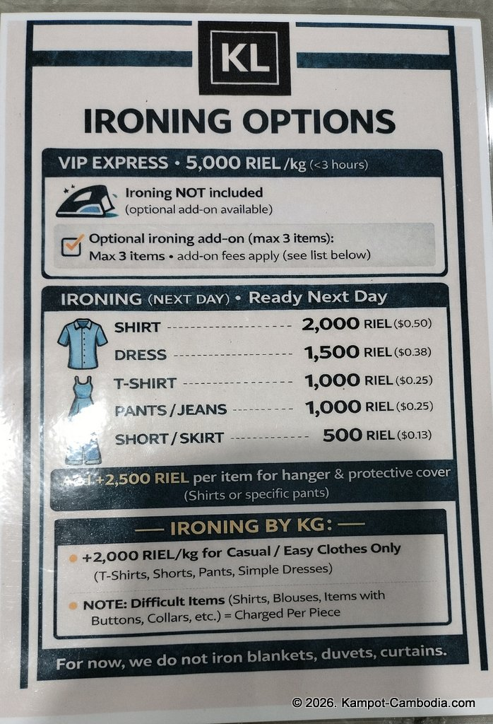 KL Laundry, Cafe and Bar in Kampot, Cambodia. Laundromat and cafe and bar.