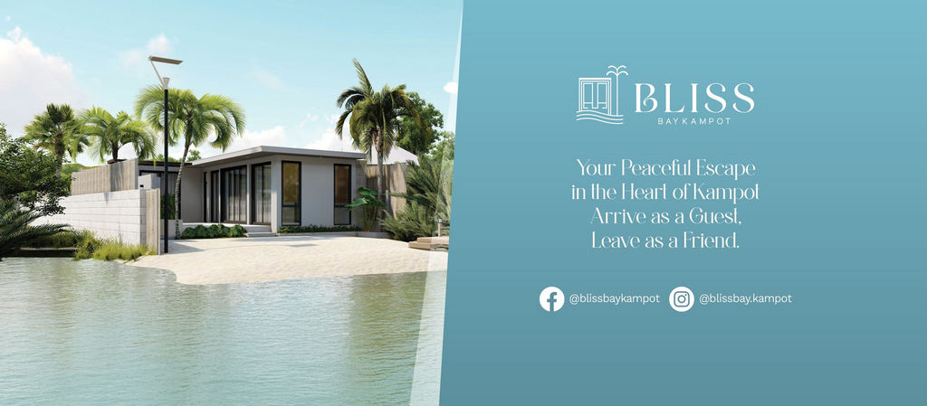 Bliss Bay Kampot. Kampot Riverside Resort in Cambodia.