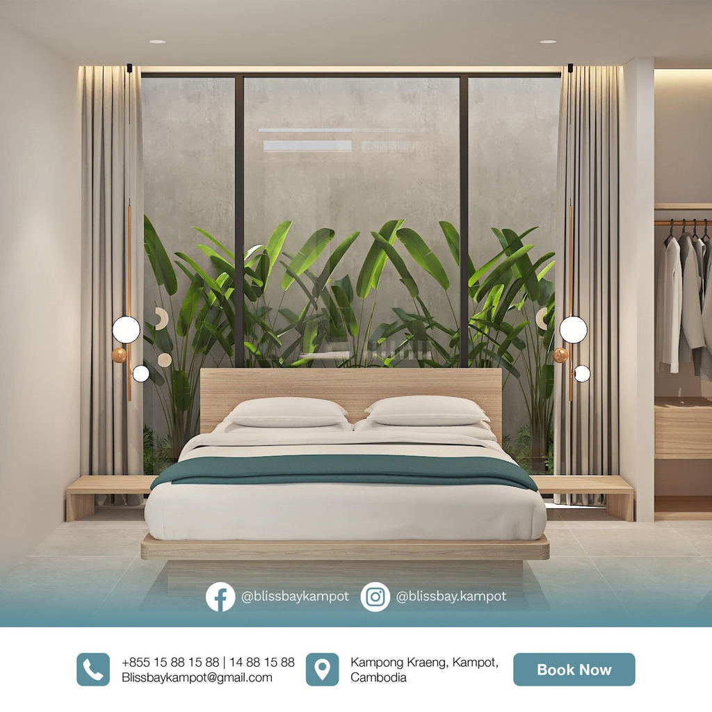 Bliss Bay Kampot. Kampot Riverside Resort in Cambodia.