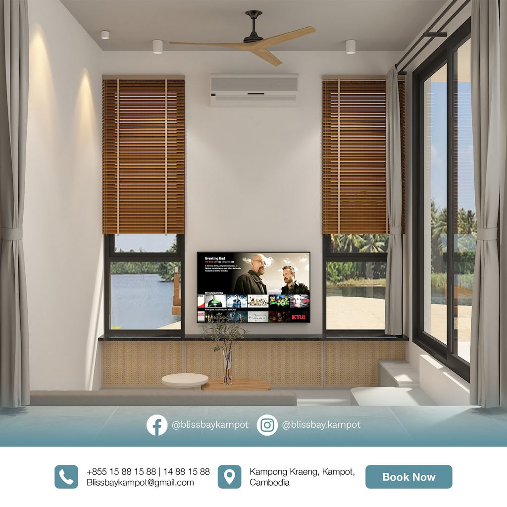 Bliss Bay Kampot. Kampot Riverside Resort in Cambodia.