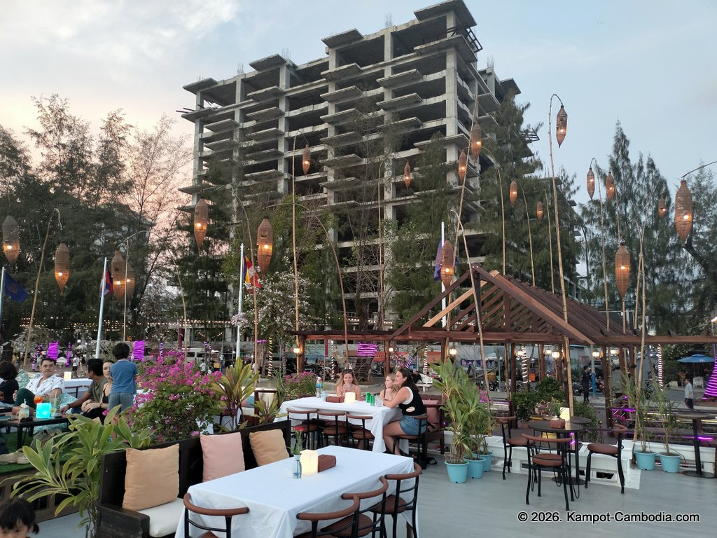 Kdam River boat restaurant in Kampot, Cambodia