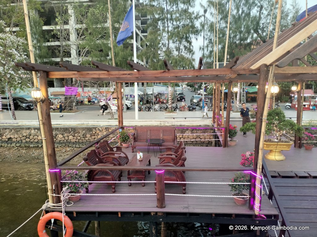 Kdam River boat restaurant in Kampot, Cambodia
