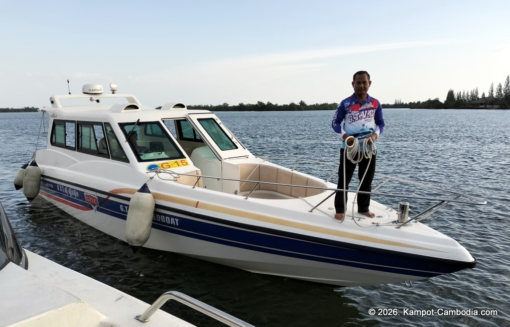 G.T.V.C Speedboat between Kampot and Koh Rong Island and Koh Rong Samloem Island in Cambodia.