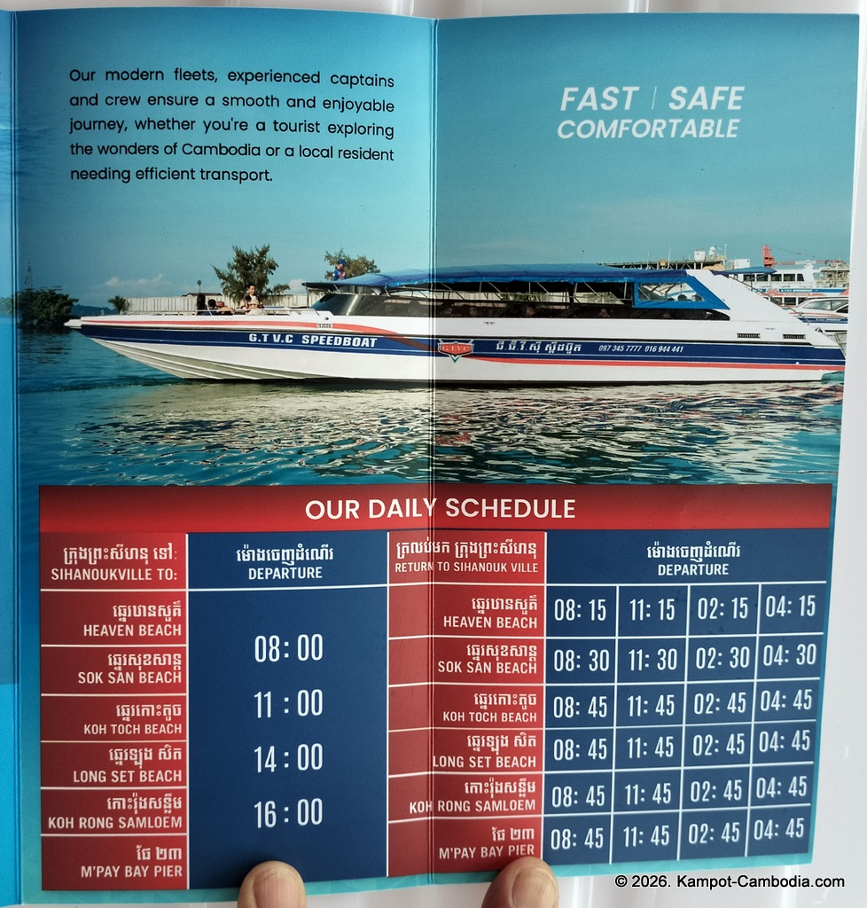 G.T.V.C Speedboat between Kampot and Koh Rong Island and Koh Rong Samloem Island in Cambodia.