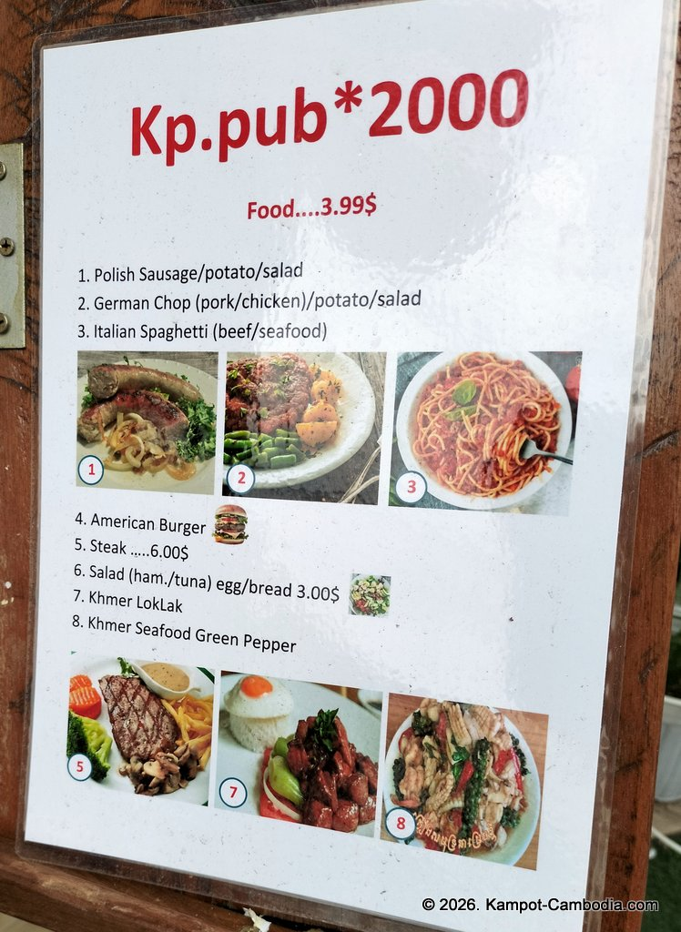 KP Pub Polish restaurant and bar in downtown Kampot, Cambodia.