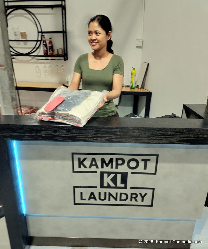 KL Laundry, Cafe and Bar in Kampot, Cambodia. Laundromat and cafe and bar.