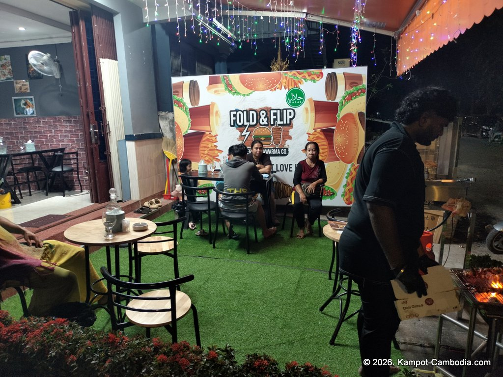 Fold & Flip Burgers and Shawarma Co. Western food in Kampot, Cambodia.