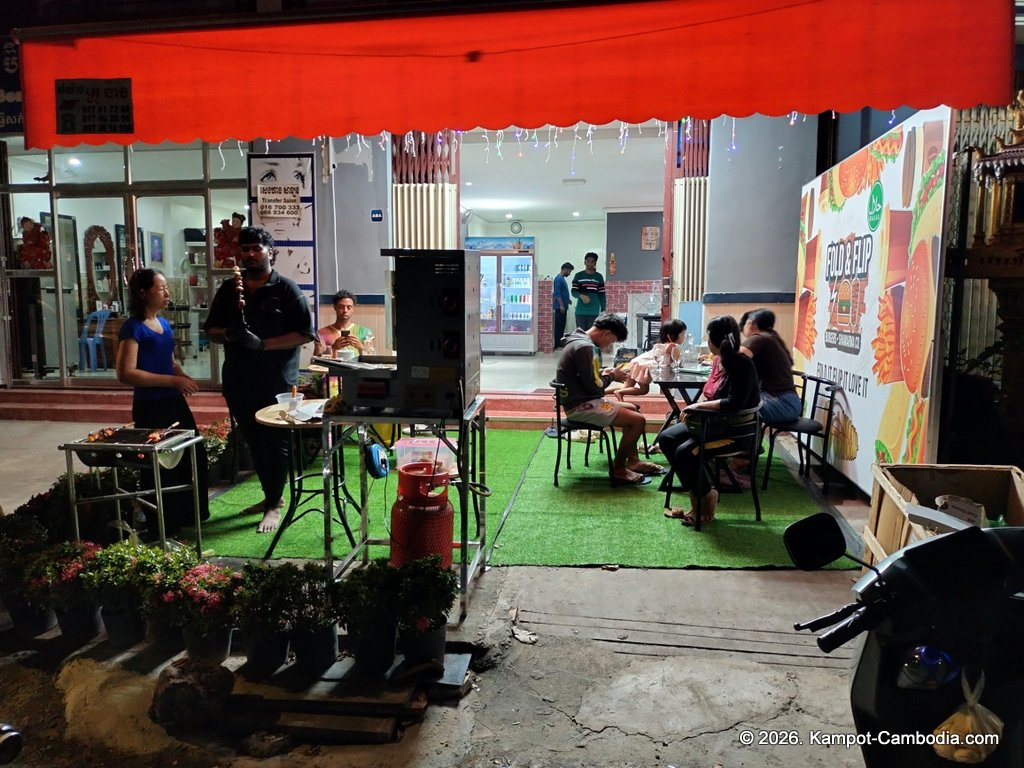 Fold & Flip Burgers and Shawarma Co. Western food in Kampot, Cambodia.