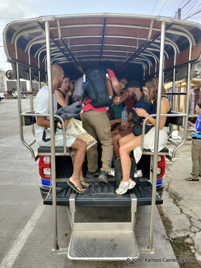 G.T.V.C Booking office in Kampot, Cambodia. Free bus to the port.
