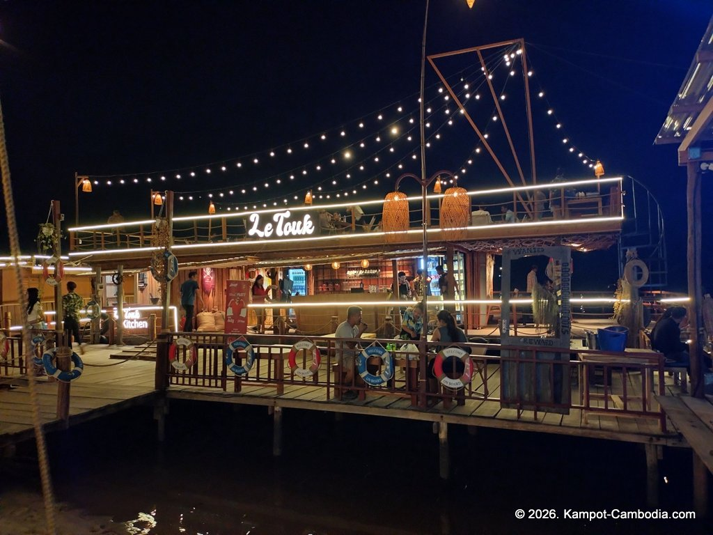 Le Touk Kampot Riverside and Riverboat restaurant in Kampot, Cambodia.