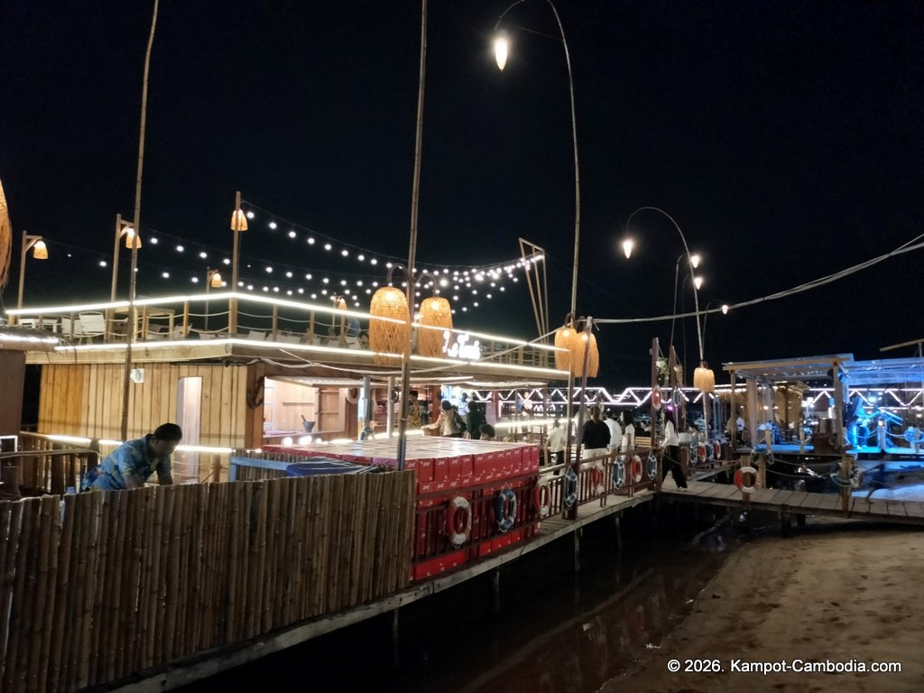Le Touk Kampot Riverside and Riverboat restaurant in Kampot, Cambodia.