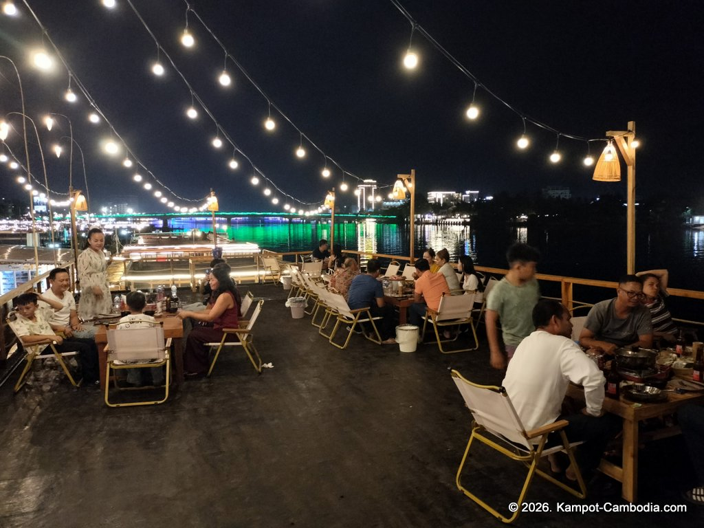 Le Touk Kampot Riverside and Riverboat restaurant in Kampot, Cambodia.