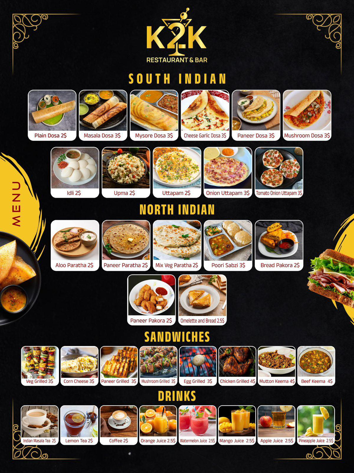 K2K Halal Indian Restaurant in Kampot, Cambodia.