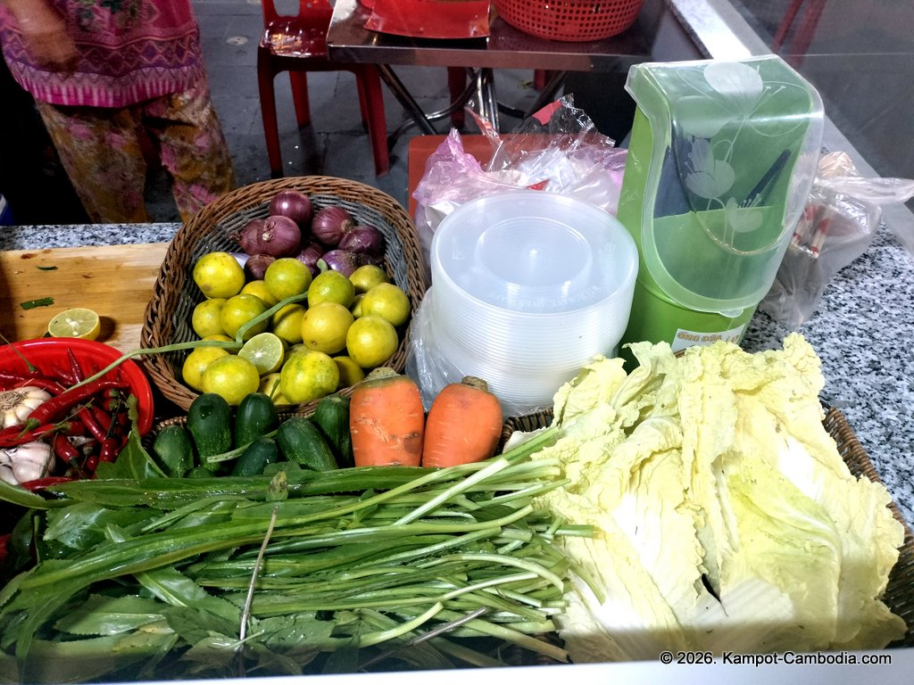 Kampot Street Food. 40 khmer restaurant in downtown Kampot, Cambodia.