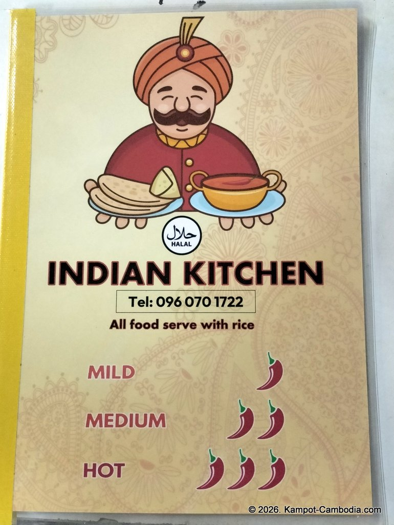 indian kitchen in kampot cambodia. at the kampot food street.