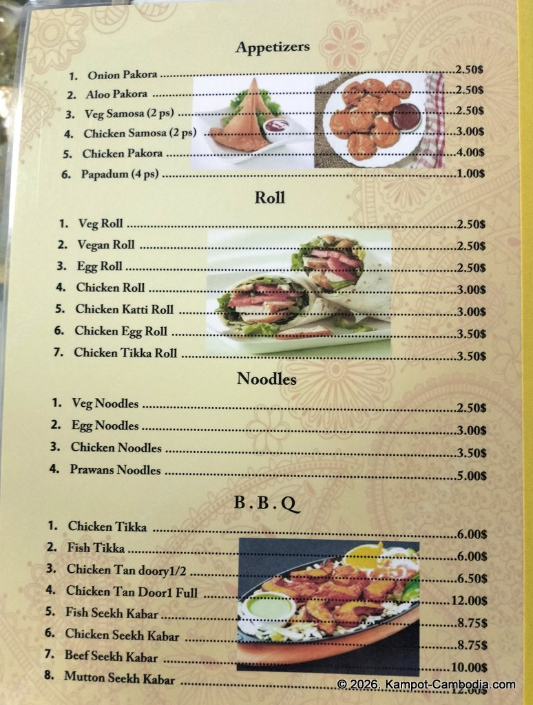 indian kitchen in kampot cambodia. at the kampot food street.