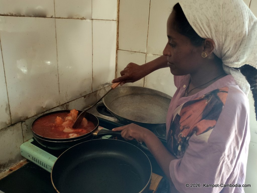 mahzel ethiopian restaurant in kampot, cambodia at studebaker guesthouse