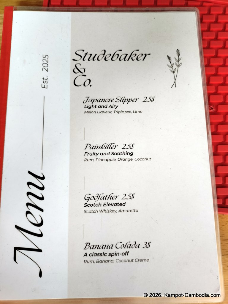 Studebakers Guesthouse, restaurant and bar in Kampot, Cambodia.