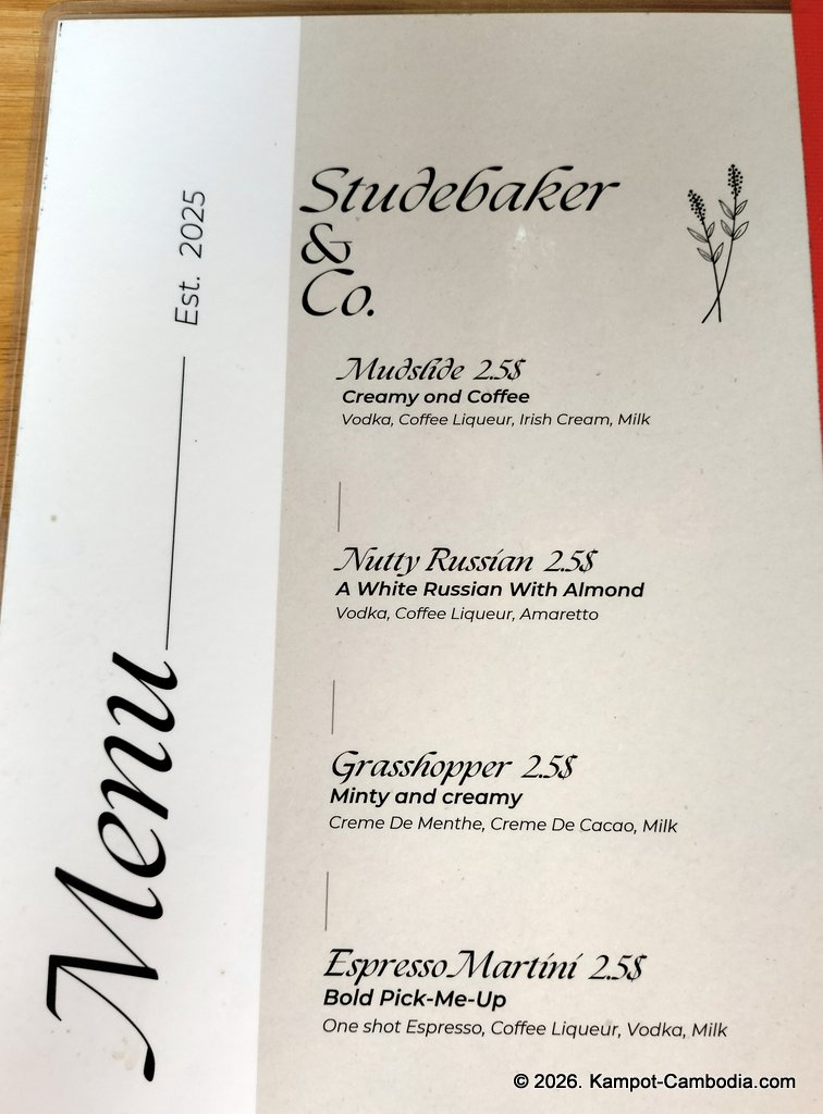 Studebakers Guesthouse, restaurant and bar in Kampot, Cambodia.