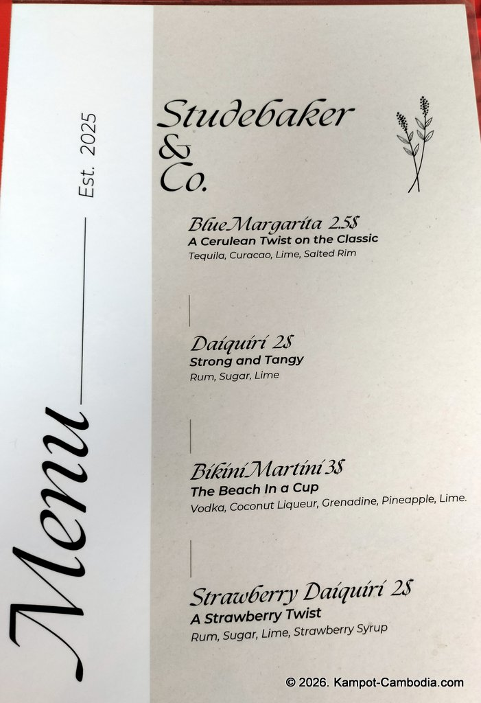 Studebakers Guesthouse, restaurant and bar in Kampot, Cambodia.