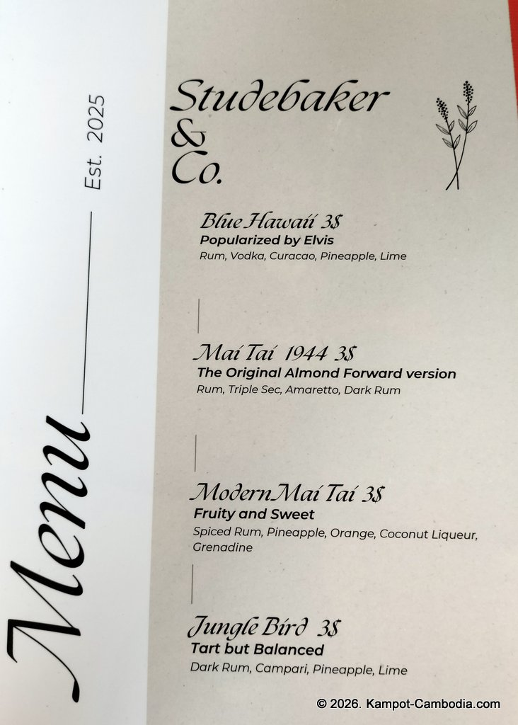 Studebakers Guesthouse, restaurant and bar in Kampot, Cambodia.