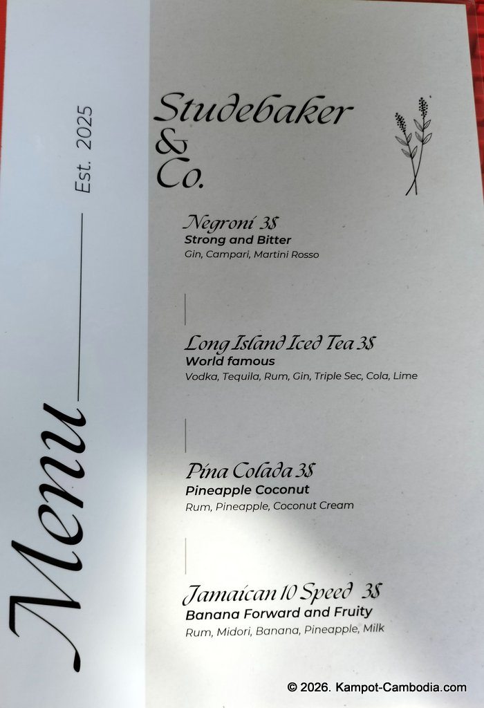 Studebakers Guesthouse, restaurant and bar in Kampot, Cambodia.