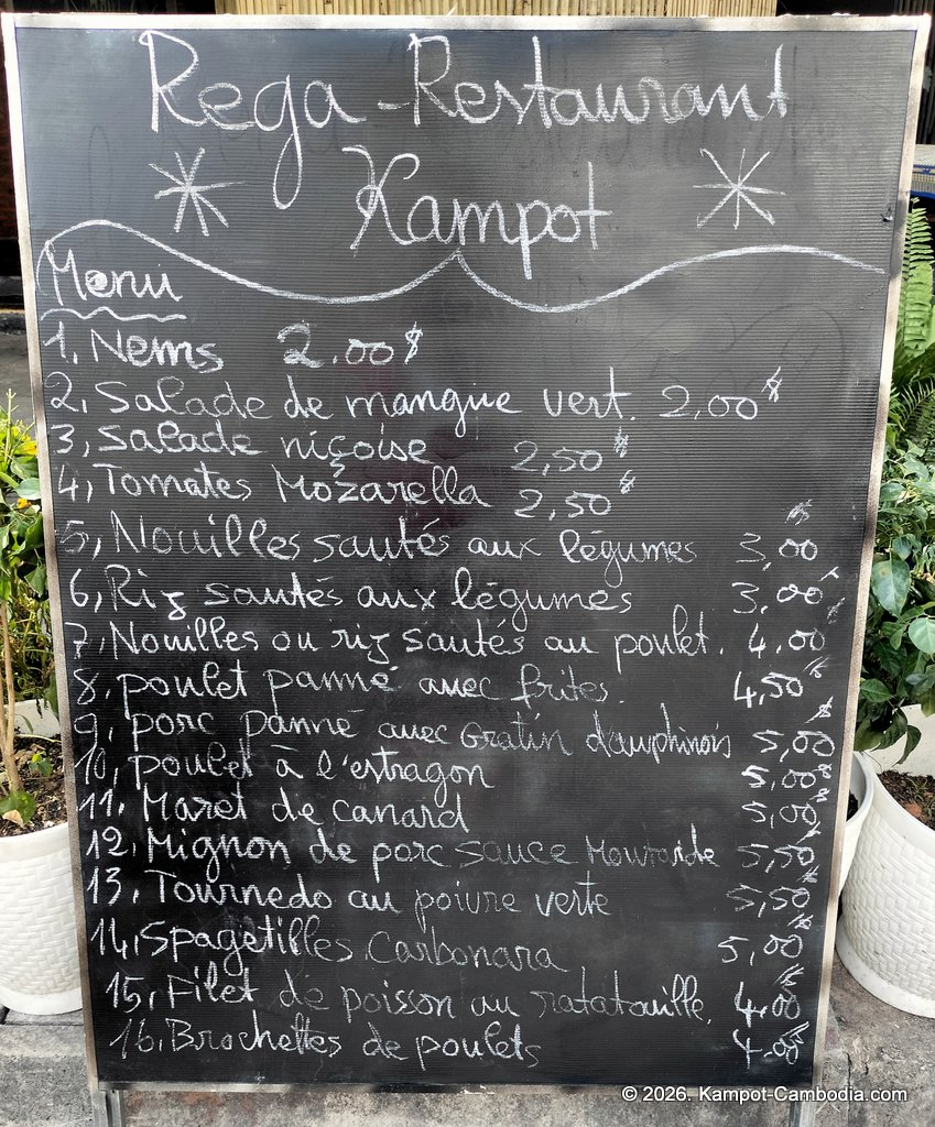 Rega Vietnamese, Khmer and French food Restaurant in Kampot, Cambodia