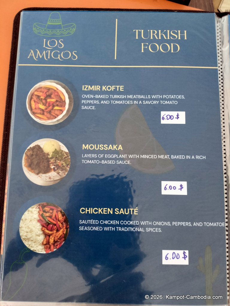Los Amigos Mexican, Italian, Turkish Kampot Riverside Restaurant in Cambodia.