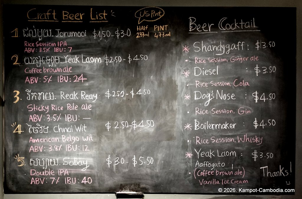IB Tap House microbrewery in Kampot, Cambodia.