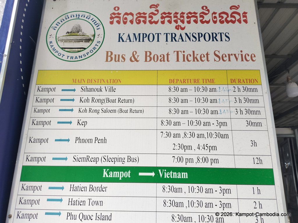 Kampot Transports, bus to Kep