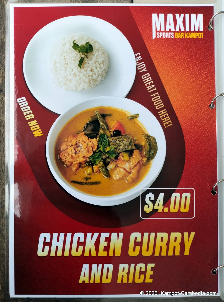 maxim cafe and sports bar in kampot, cambodia
