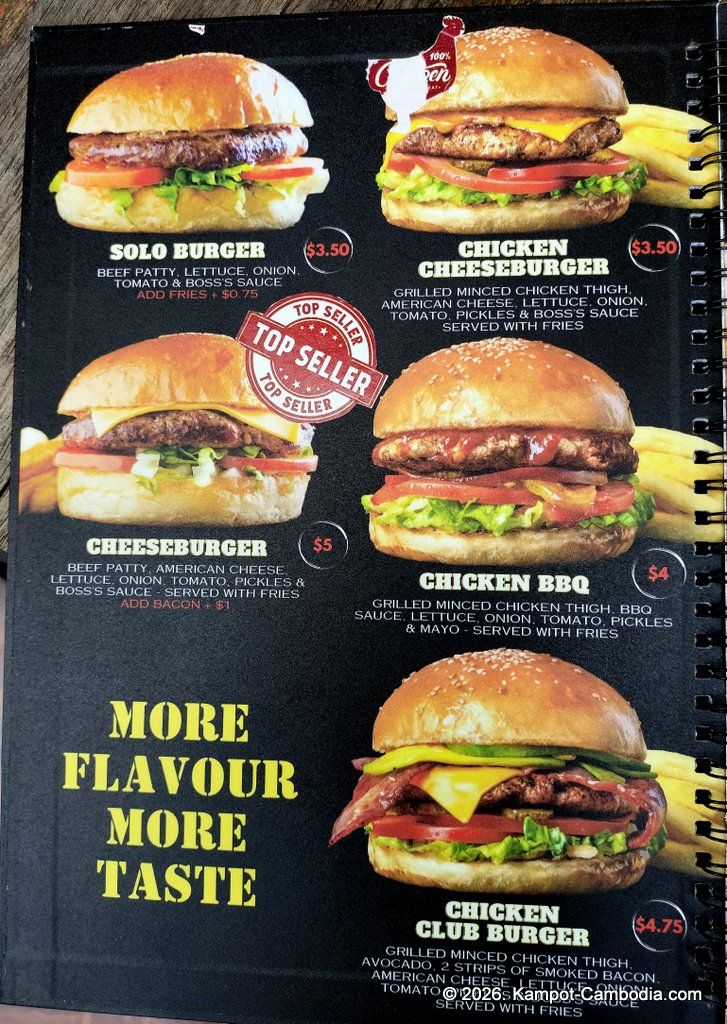 Laundry cafe burger bar in kampot cambodia. Camboburger Co.