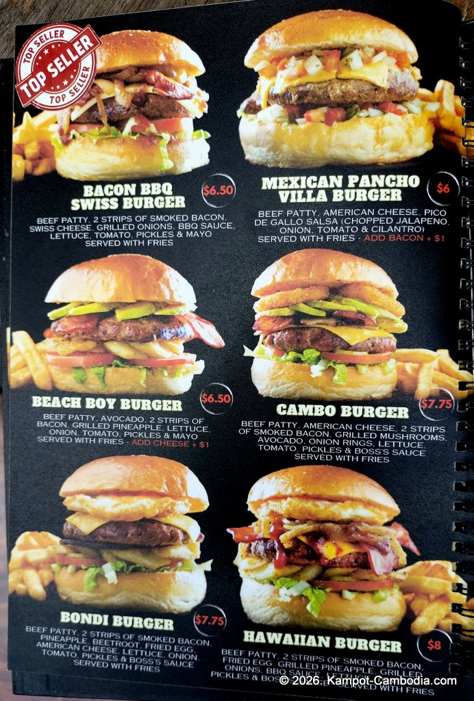 Laundry cafe burger bar in kampot cambodia. Camboburger Co.