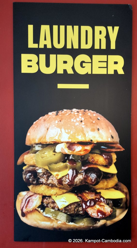 Laundry cafe burger bar in kampot cambodia. Camboburger Co.