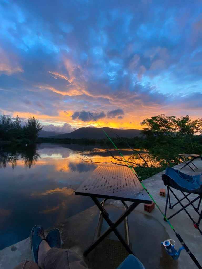 Tent Chill camping in Kampot, Cambodia on the Kampot River.