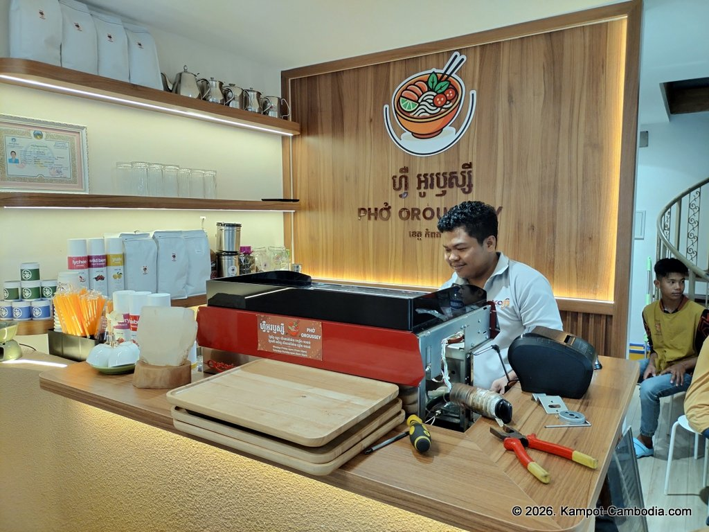 Pho Oroussey Vietnamese Restaurant in Kampot, Cambodia.