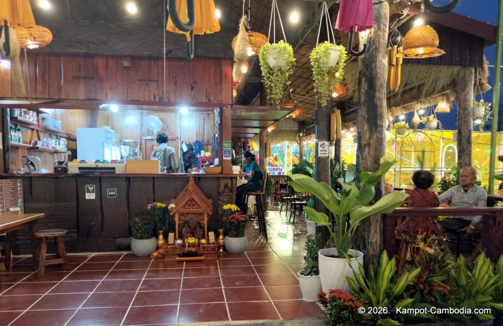 Kampot Happy. Outdoor Kids' entertainment park with slides, ball room, zip line, restaurant and cafe in Kampot, Cambodia.