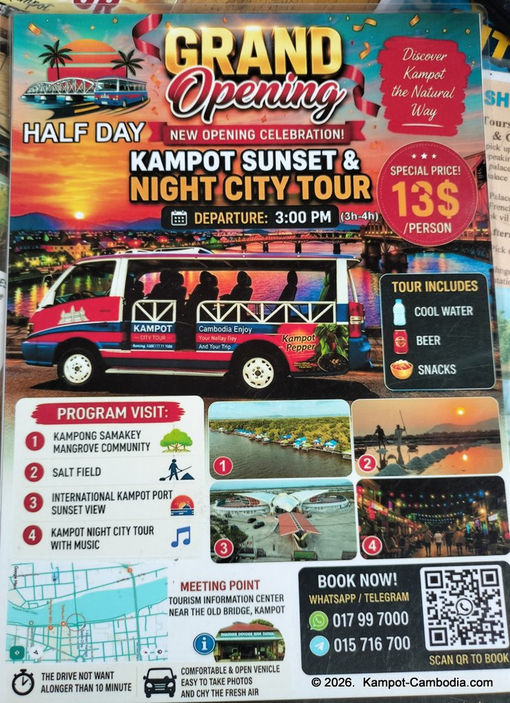 City Tour Kampot. Open air bus tours around kampot.