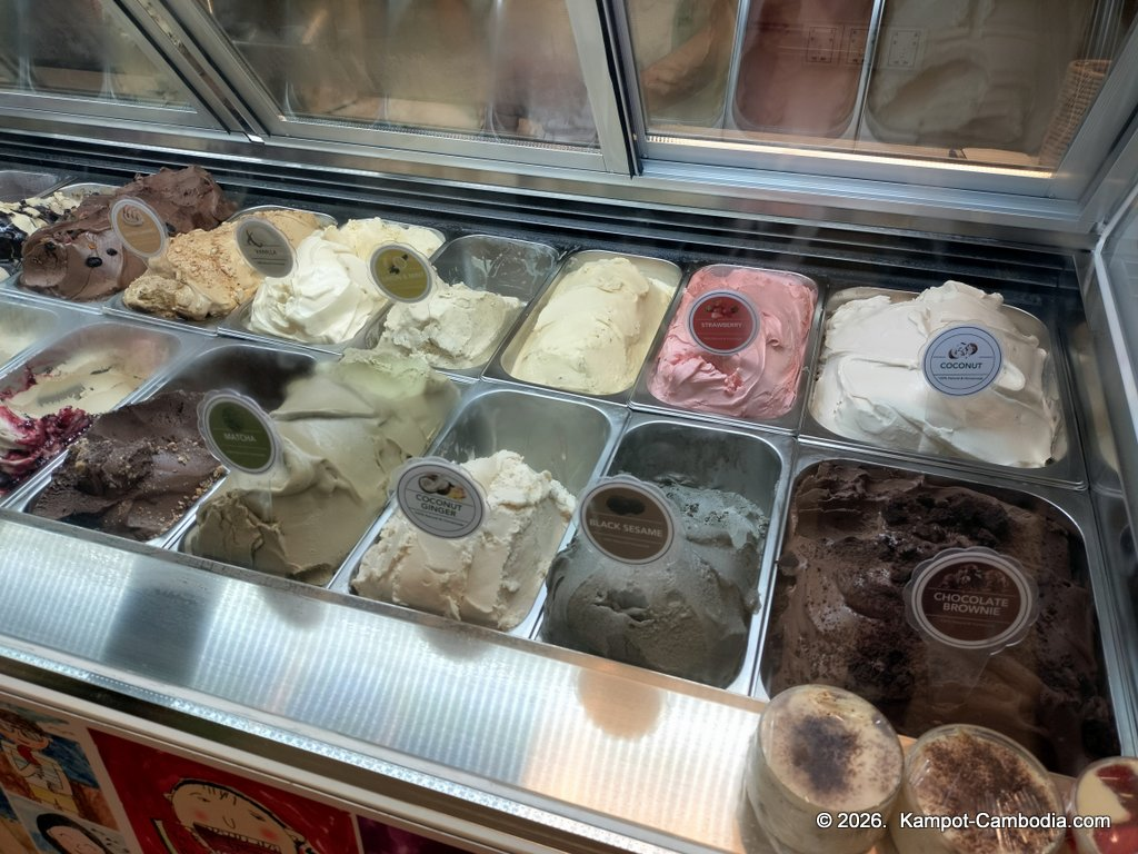 amami gelato gelateria artigianale ice cream restaurant and cafe in Kampot, Cambodia.