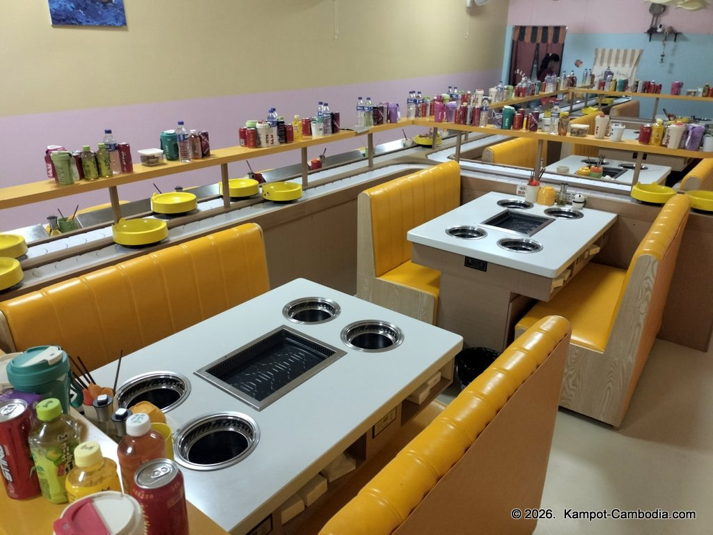 Yummy Rotating Hot Pot & BBQ in Kampot, Cambodia.