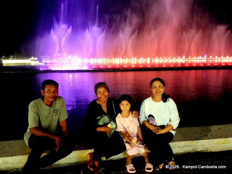Dancing water show on the Kampot River.