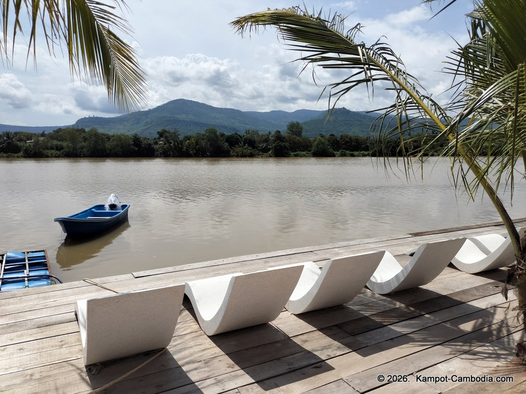 Mad Monkey Kampot on the Kampot River in Cambodia. Hostel.